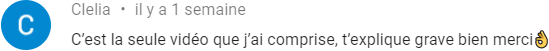 Commentaire YouTube d'une élève, Clélia